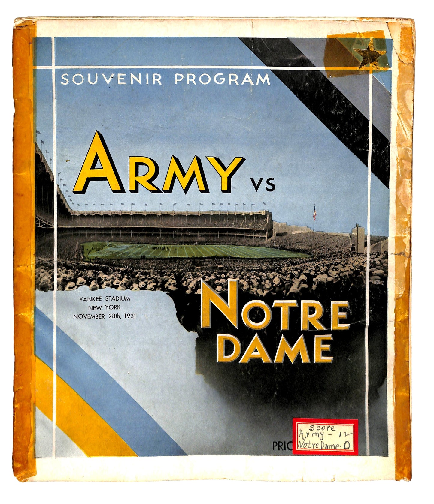 11/28/1931 Army vs. Notre Dame College Program 185774