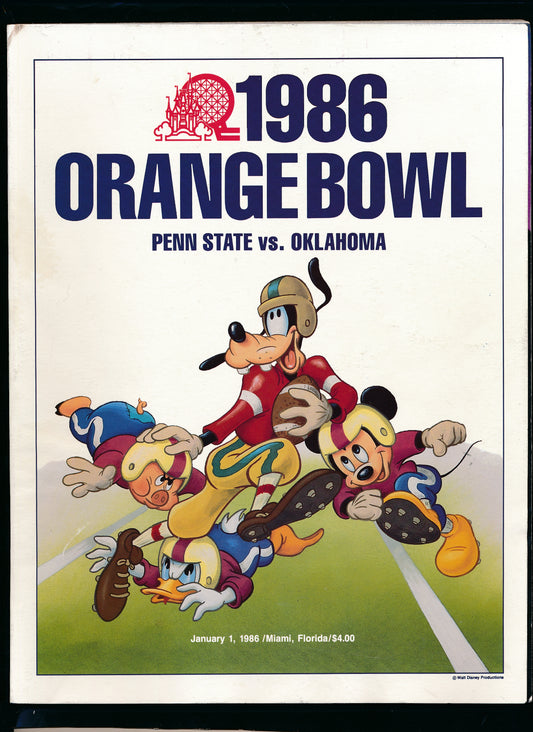 1986 Orange Bowl Penn State vs. Oklahoma College Football Game Program