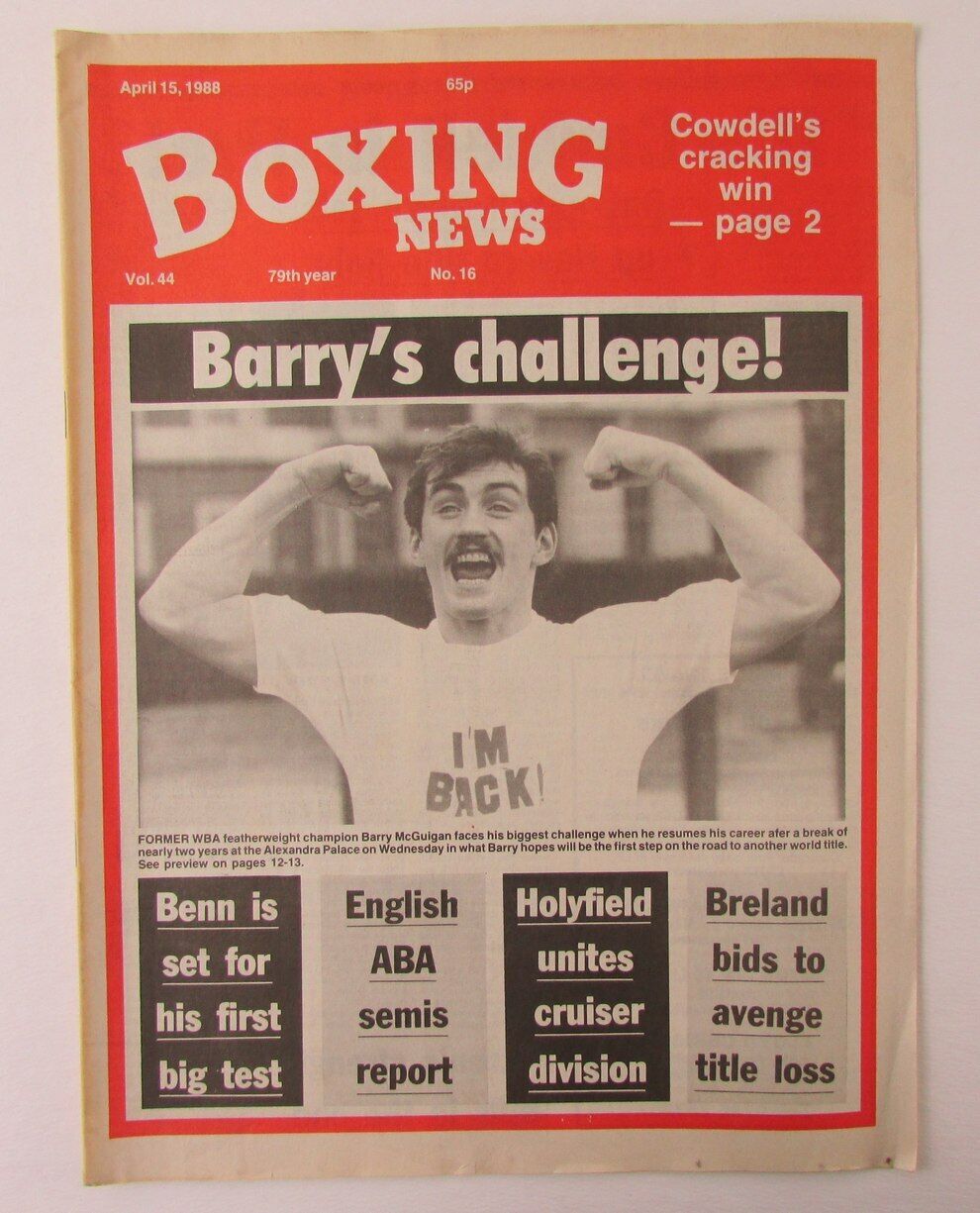 April 15, 1988 Boxing News Magazine Barry McGuigan