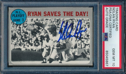 Nolan Ryan HOF Mets Autographed 1970 TOPPS Card #197 PSA/DNA GEM MINT 10