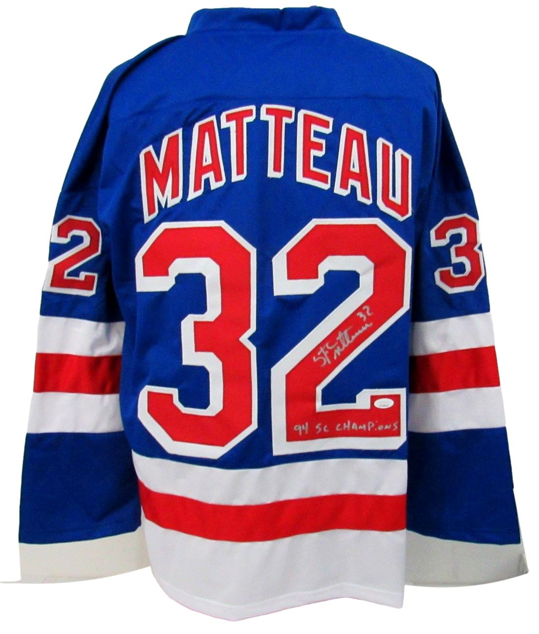 Stephane Matteau Signed/Inscribed Rangers Custom Hockey Jersey JSA 162329