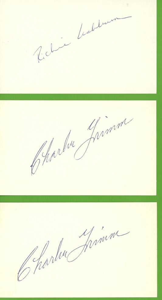 Lot of 3 HOF Richie Ashburn, Charlie Grimm(2) Signed/Auto 3x5 Index Cards 153719