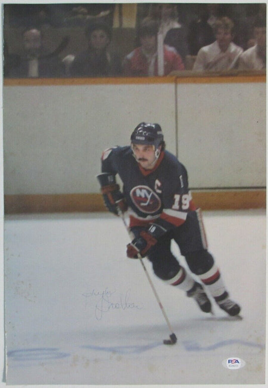 Bryan Trottier  Islanders Signed 11x16 Pull Out Magazine Poster  PSA/DNA 154393