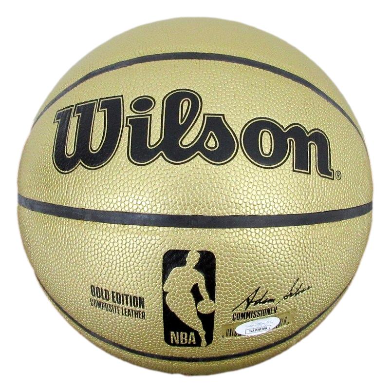 Larry Bird HOF Autographed Gold Wilson NBA Basketball Boston Celtics JSA 183126