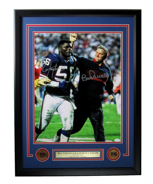 Lawrence Taylor/Bill Parcells HOF NY Giants Signed 16x20 Photo Framed JSA 166088