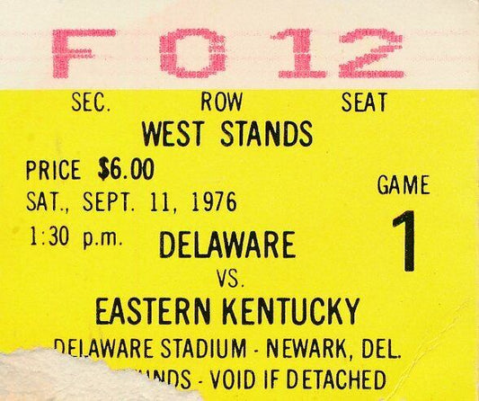 1976 Univ of Delaware vs. E. Kentucky College Football Game Ticket Stub 1440580