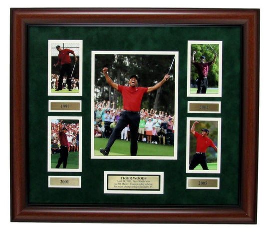 Tiger Woods 5th Masters Champ Unsigned 8x10 Photo Collage Framed 143601