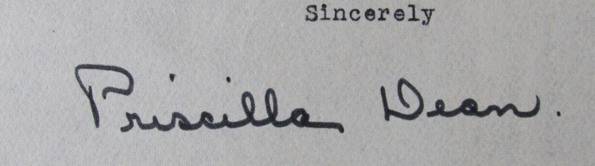 Priscilla Dean Actress Autographed 1972 TLS Typed Letter Signed PSA/DNA 177036