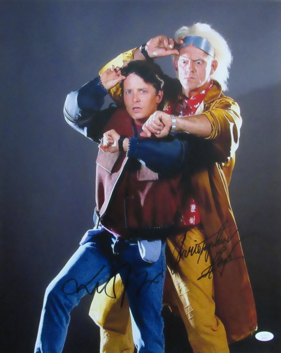 Michael J Fox/Christopher Lloyd Auto/Sign 16x20 Photo Back to Future JSA 174011