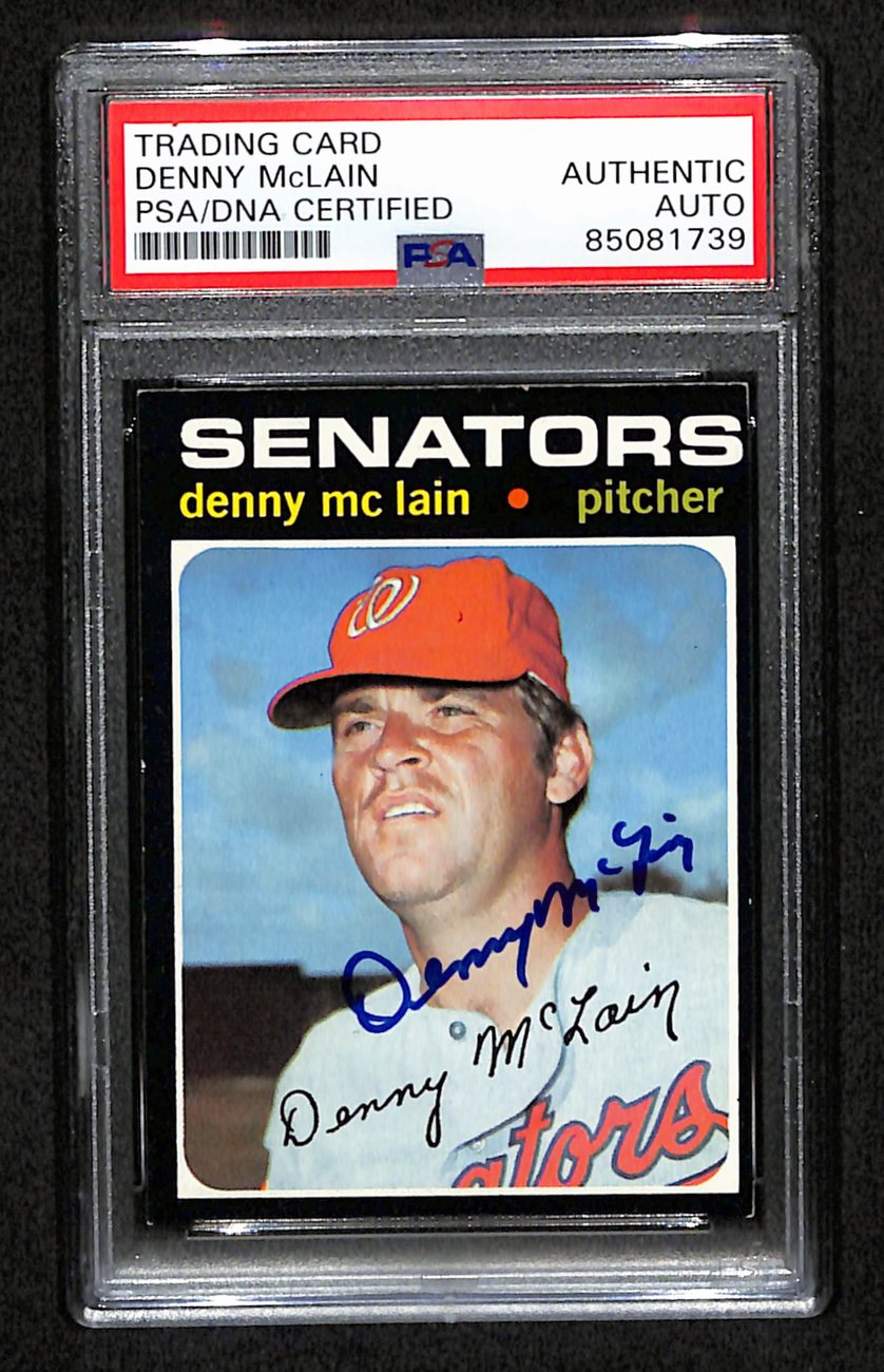 Denny McLain Signed 1971 Topps Card #750 Washington Senators PSA/DNA 184579