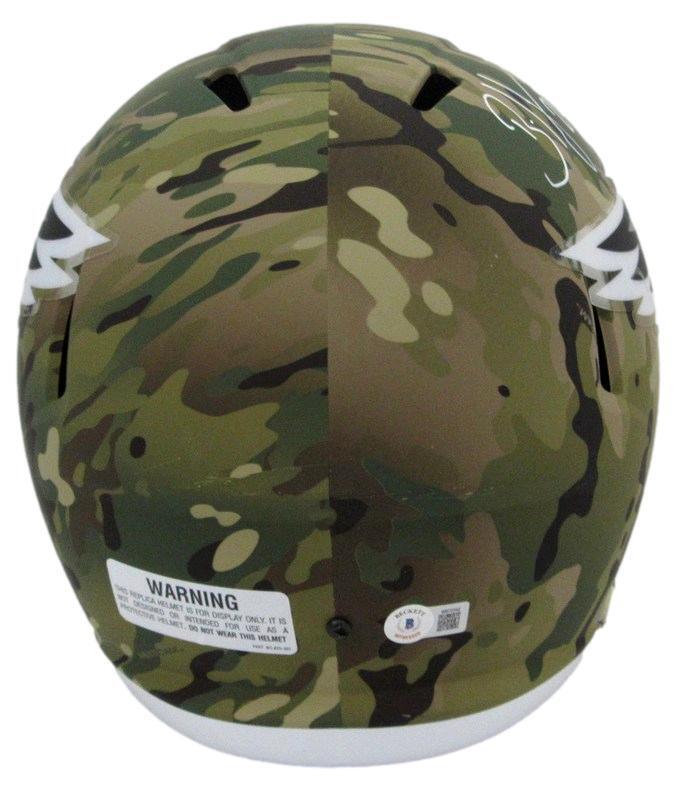 Brian Dawkins HOF Autographed Full Size Camo Replica Helmet Eagles BAS 181019