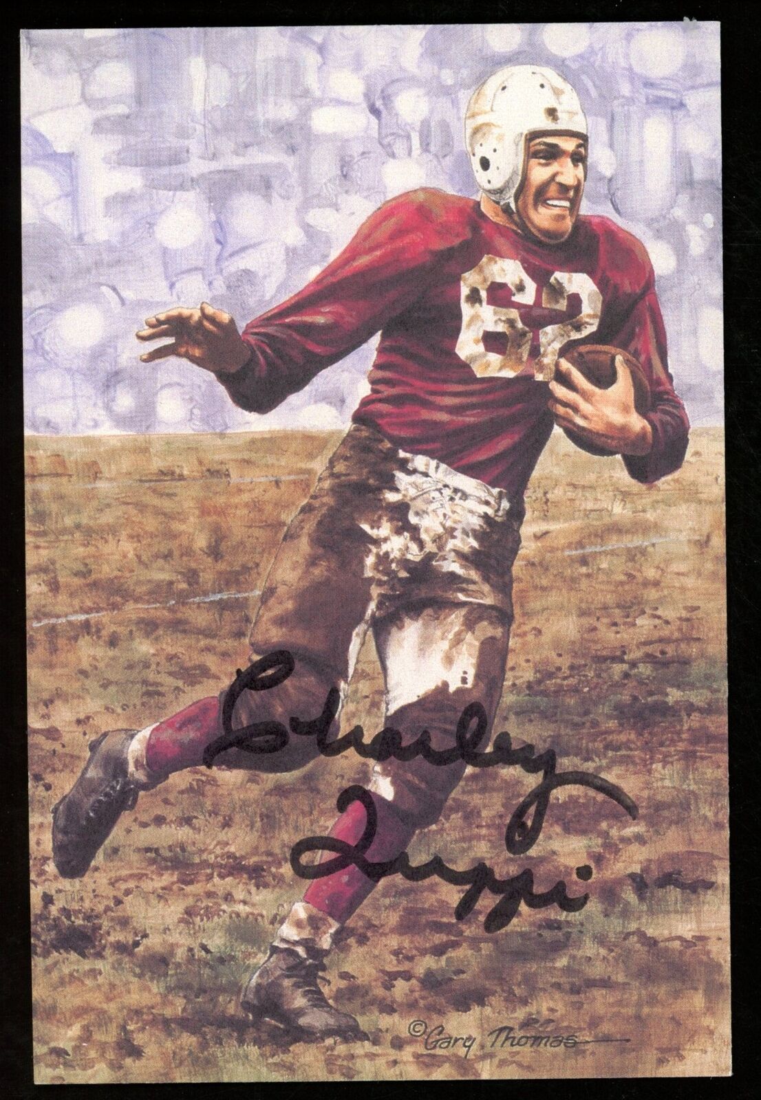 Charlie Trippi HOF Autographed Goal Line Art GLAC Postcard Chicago Cardinals JSA