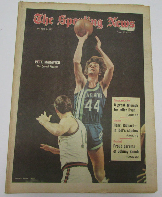 Pete Maravich Atlanta Hawks March 6, 1971 Sporting News Cover 144689