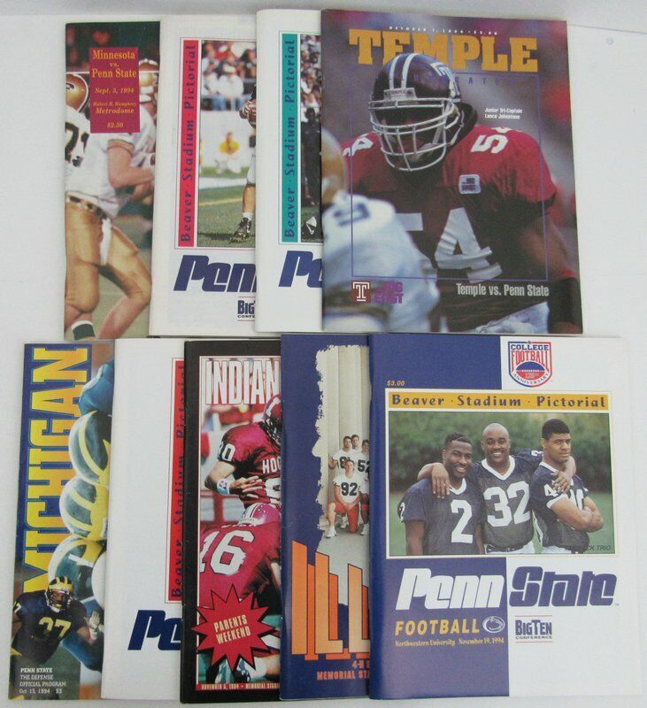 Lot of 9 1994 Penn State Nittany Lions Football Program 138908