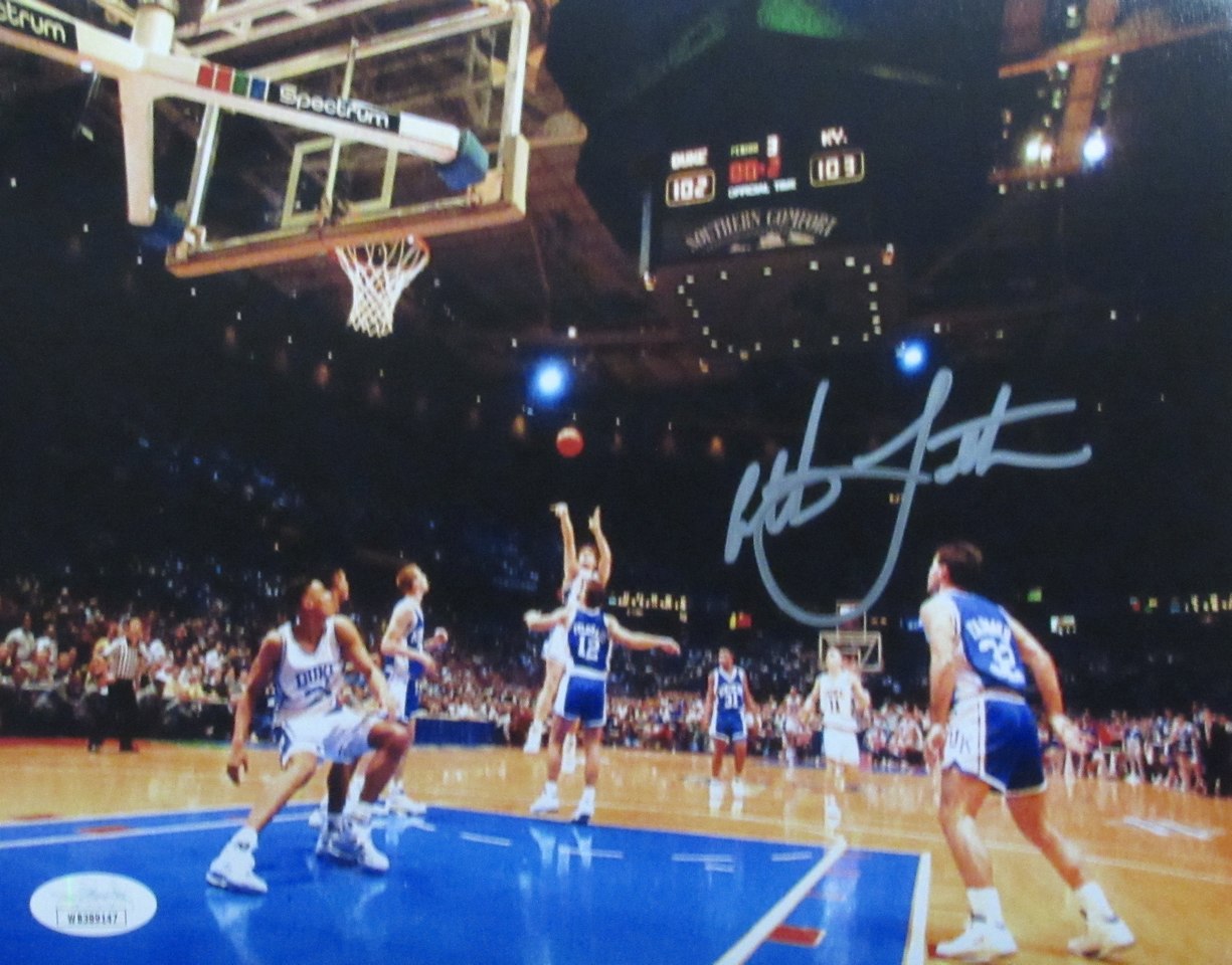 Christian Laettner Autographed Duke Blue Devils 8x10 Photo JSA 187702