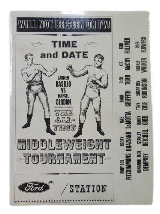 Carmen Basiio v Marcel Cerdan 14x20 All Time Middleweight ChampionBoxing Poster