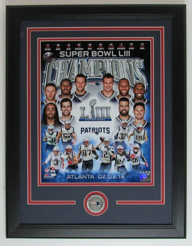 Patriots Super Bowl LIII Champs 11x14 Team Composite Framed Unsigned 142379