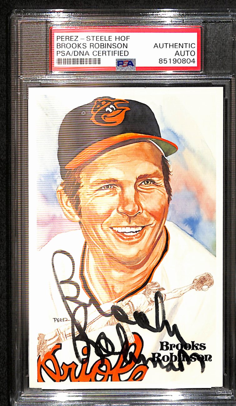 Brooks Robinson HOF Signed 1983 Perez Steele Postcard Orioles PSA/DNA 187424