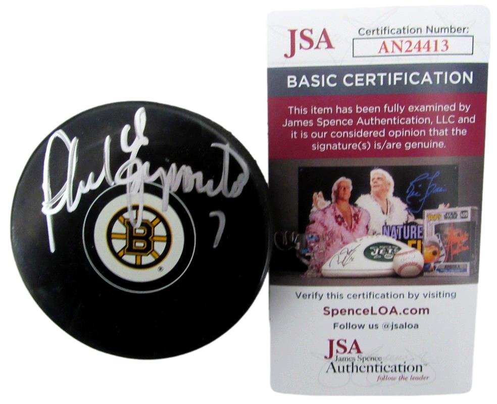 Phil Esposito HOF Signed/Auto Hockey Puck Boston Bruins JSA 186371