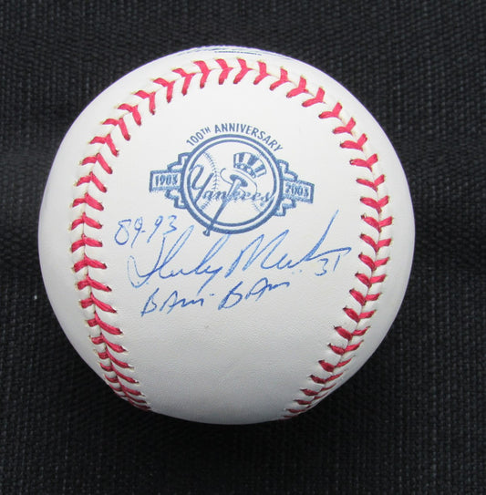 Hensley Bam Bam Meulens Signed/Auto Yankees 100th OML Baseball JSA Inscr  186949