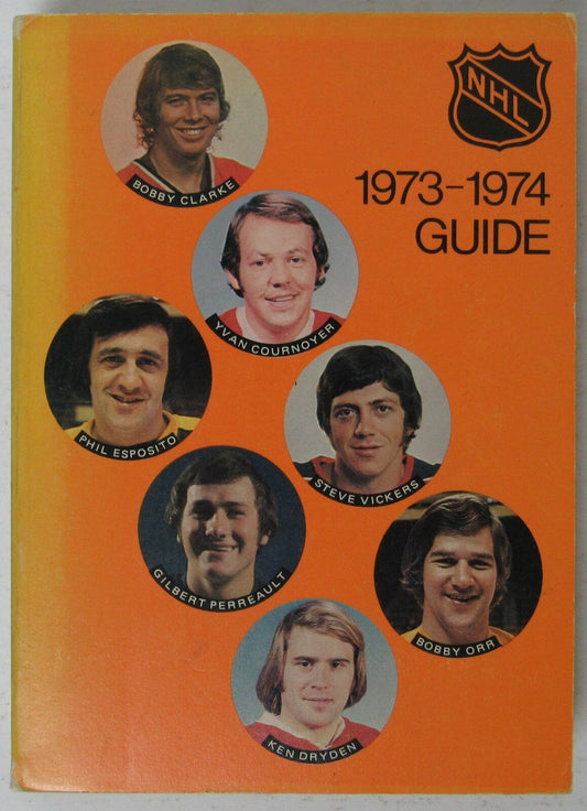 1973-1974 NHL Guide Yearbook with Clarke, Orr, Esposito on the cover 144913