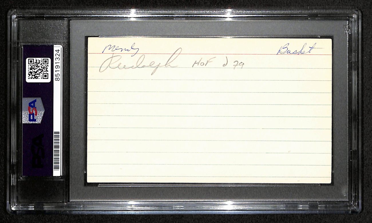 Mendy Rudolph HOF Signed/Auto 3x5 Index Card Basketball Referee PSA/DNA 188585