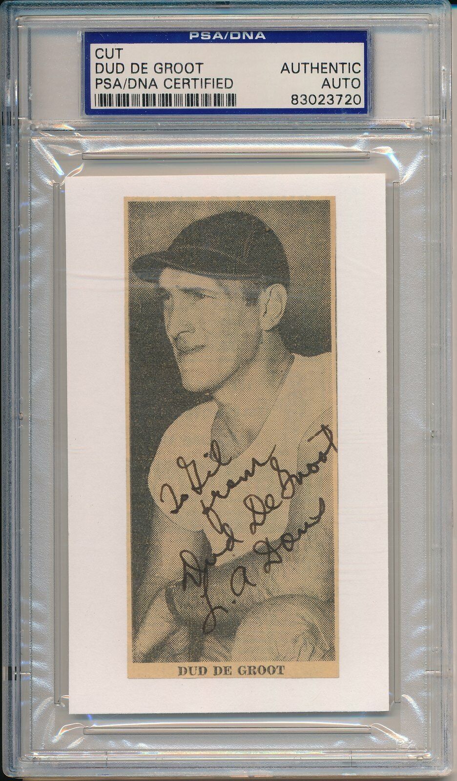 1970 Dud De Groot Redskins Signed/Inscribed Slabbed B/W Picture PSA/DNA 145699