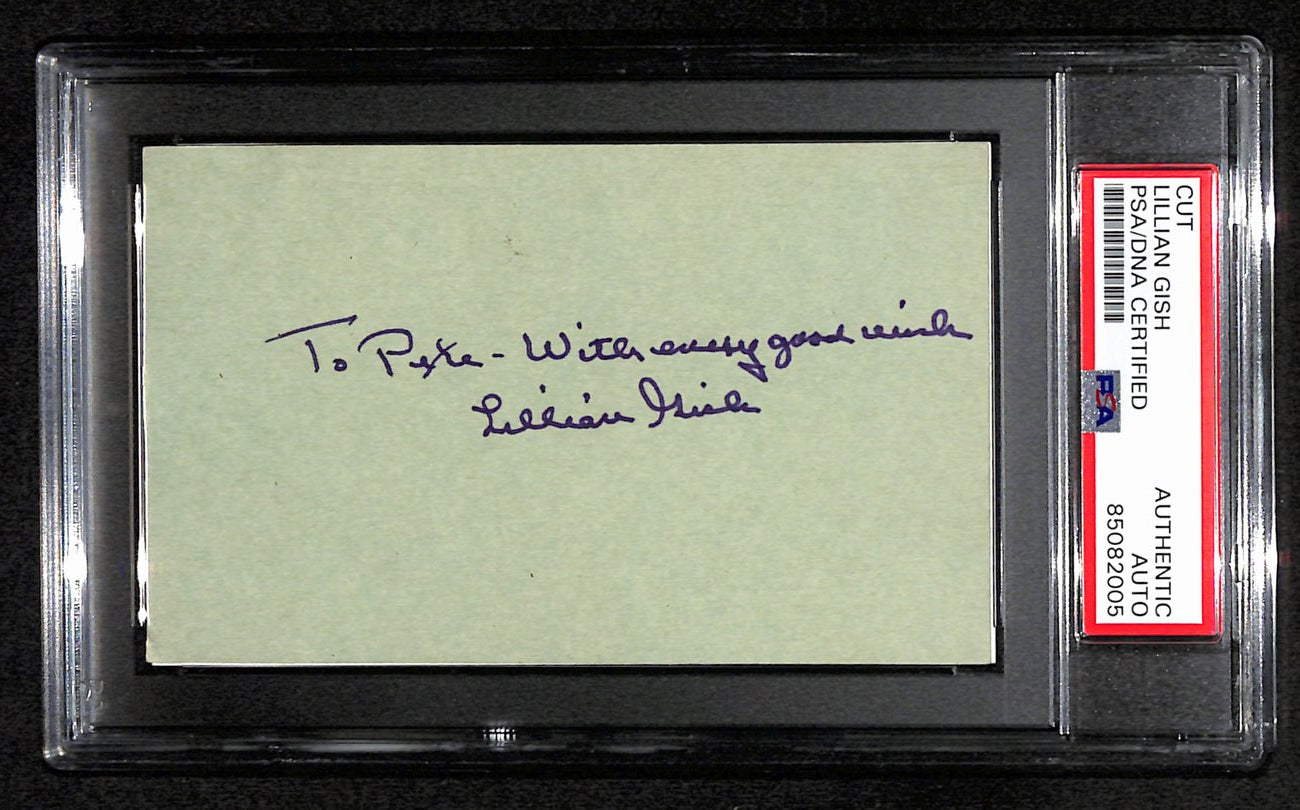 Lillian Gish Signed/Inscribed Cut on 3x5 Index Card Actress PSA/DNA 184261