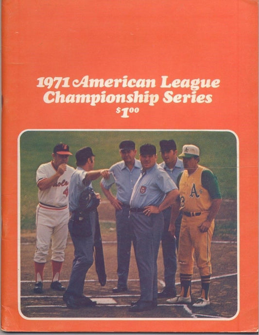 1971 ALCS Orioles V. A's Official Baseball Program 128946