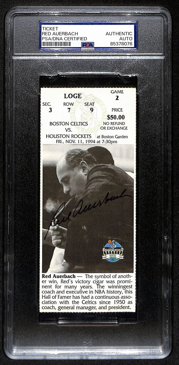 Red Auerbach HOF Signed/Auto 1994 Full Ticket Celtics vs.Rockets PSA/DNA 193377