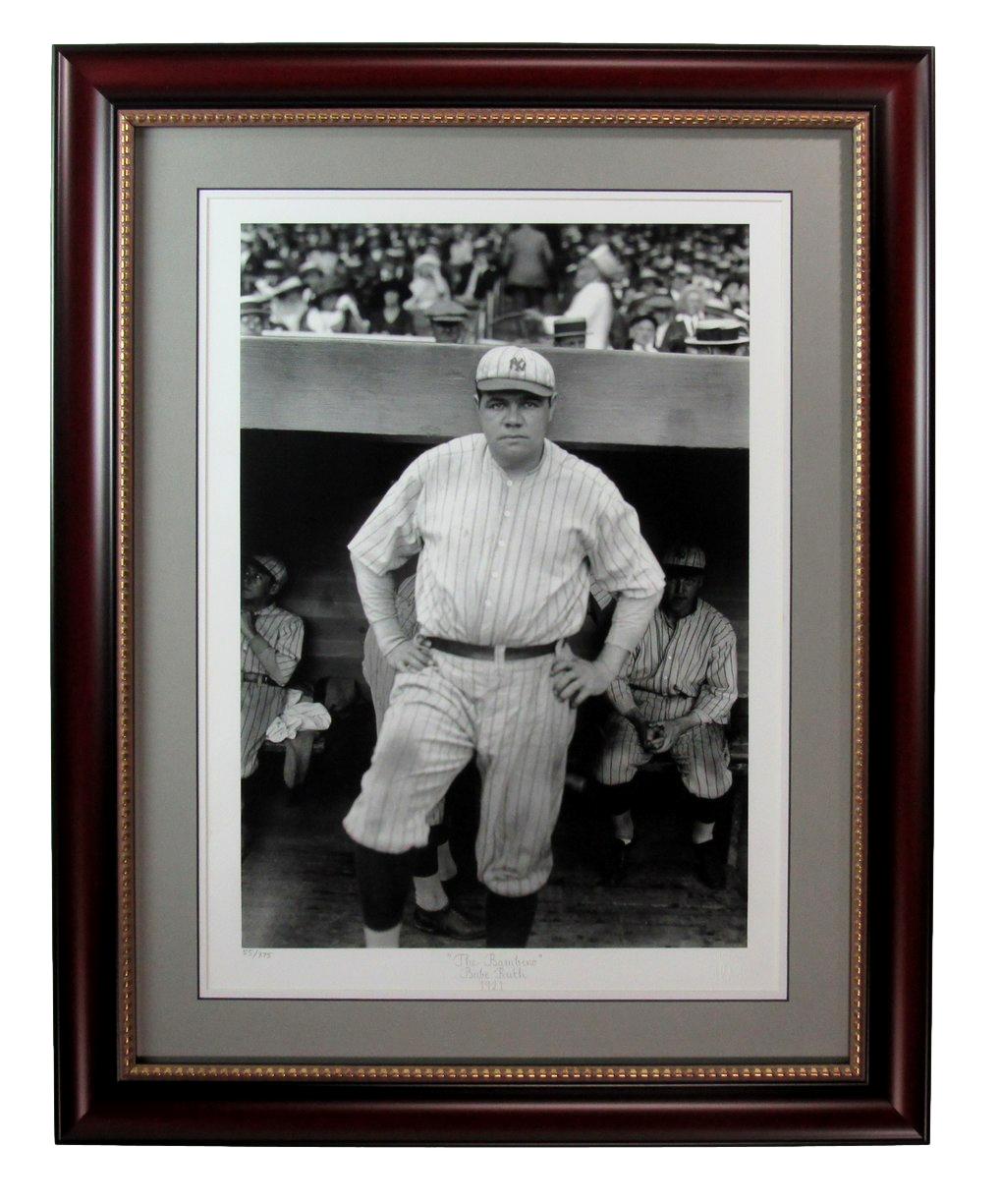 Babe Ruth HOF Fine Art Lithographic Limited Numbered Print Yankees Framed 187170