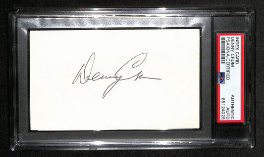 Denny Crum Signed 3x5 Index Card Louisville Basketball Coach PSA/DNA 185472