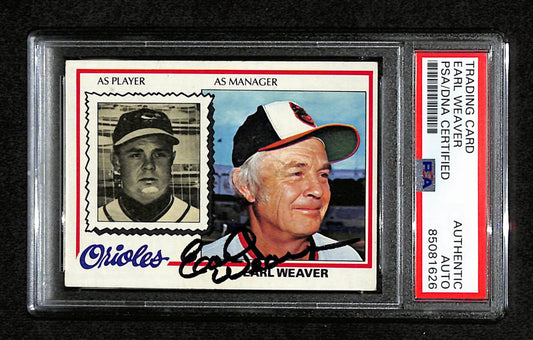 Earl Weaver HOF Signed 1978 Topps Card #211 Oakland A's PSA/DNA 184576