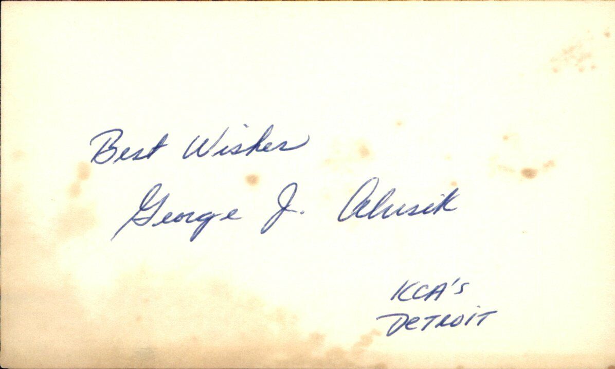 George Alusik Kansas City Athletics d.2018 Signed/Auto 3x5 Index Card 162590