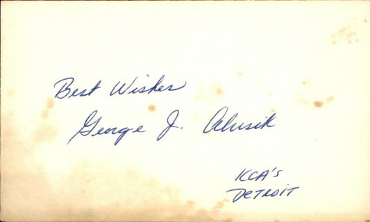 George Alusik Kansas City Athletics d.2018 Signed/Auto 3x5 Index Card 162590