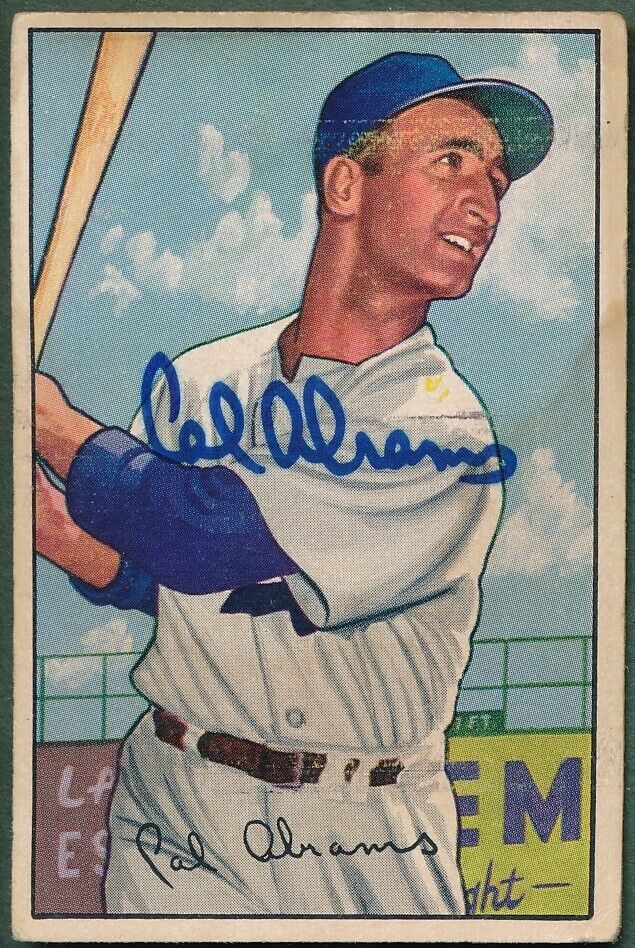 Cal Abrams Brooklyn Dodgers Signed 1952 Bowman Baseball Card #86 162321