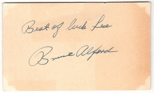 Bruce Alford Signed/Autographed 3x5 Vintage Index Card Buffalo Bills 129877