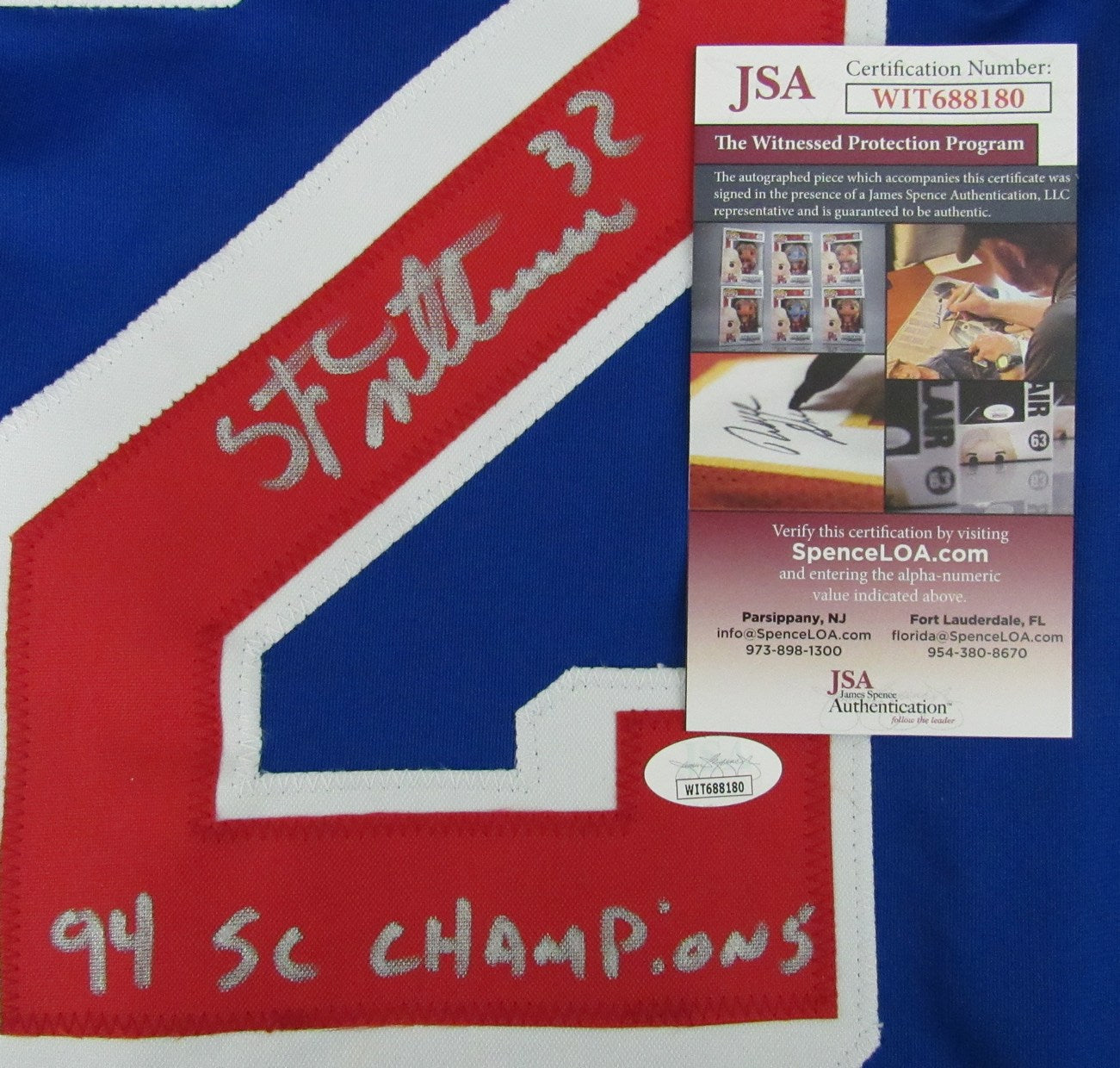 Stephane Matteau Signed/Inscribed Rangers Custom Hockey Jersey JSA 162329