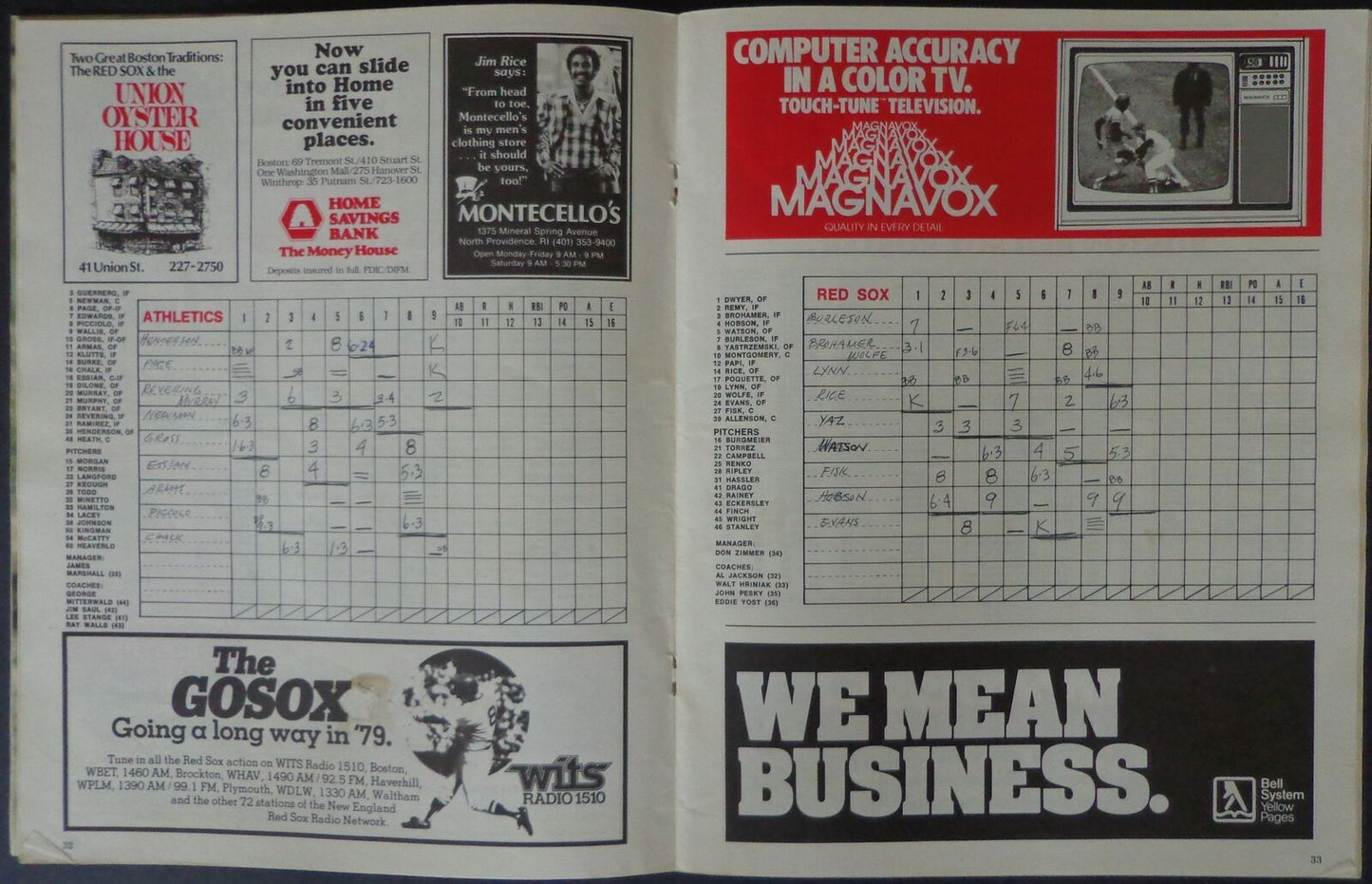 1979 Boston Red Sox vs. Oakland Athletics Baseball Game Program 177666