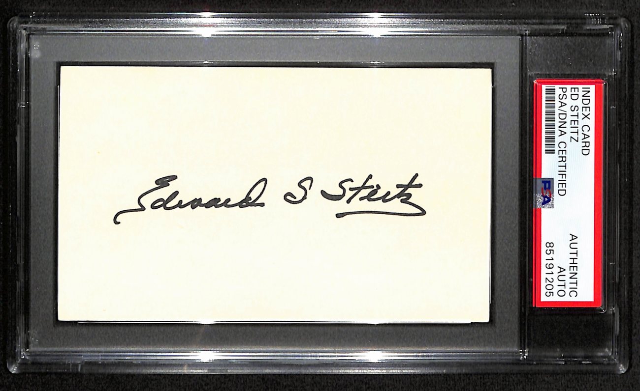 Ed Steitz HOF Signed/Auto 3x5 Index Card NCAA Official PSA/DNA 188557