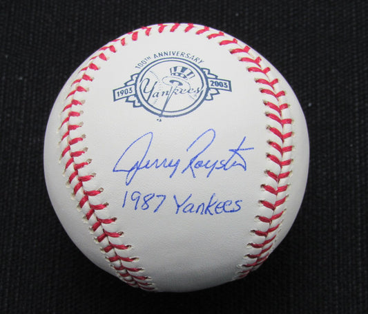 Jerry Royster Signed/Auto Yankees 100th OML Baseball JSA Inscr 186889
