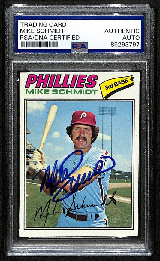 Mike Schmidt HOF Signed/Autographed 1977 Topps Card #140 Phillies PSA/DNA 190644