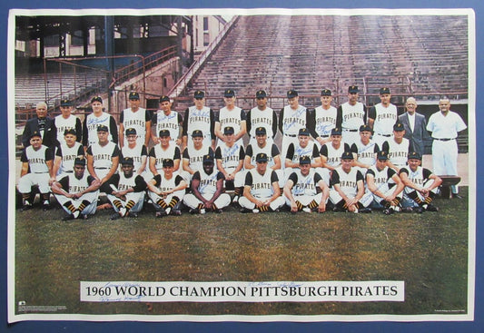 Pittsburgh Pirates Team Autographed (16) 1960 World Champs 36x24 Poster 176533