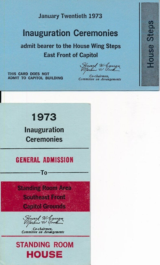 1973 Inauguration 2 General Admission Tickets 1/20/1973 Richard Nixon 147398