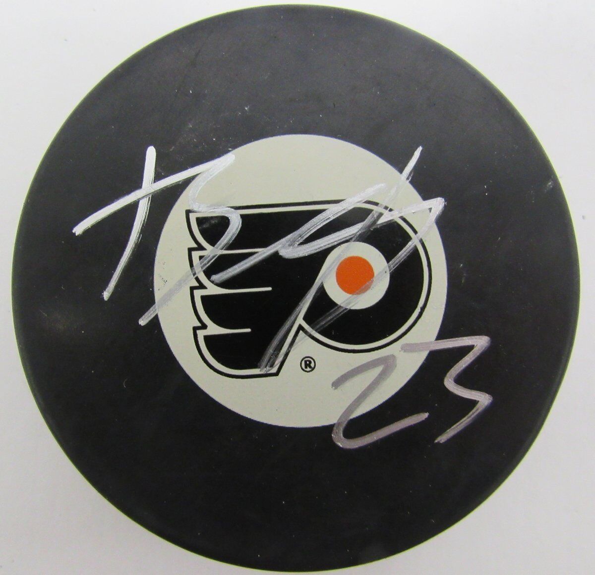 Brandon Manning Flyers Autographed/Signed Flyers Logo Puck JSA 139258