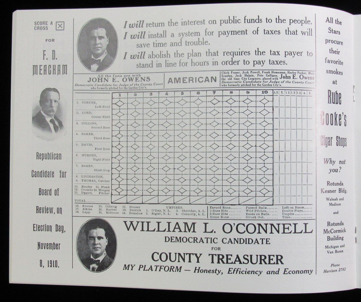 1910 World Series Official Score Card Phila Athletics vs. Cubs Opie Reproduction