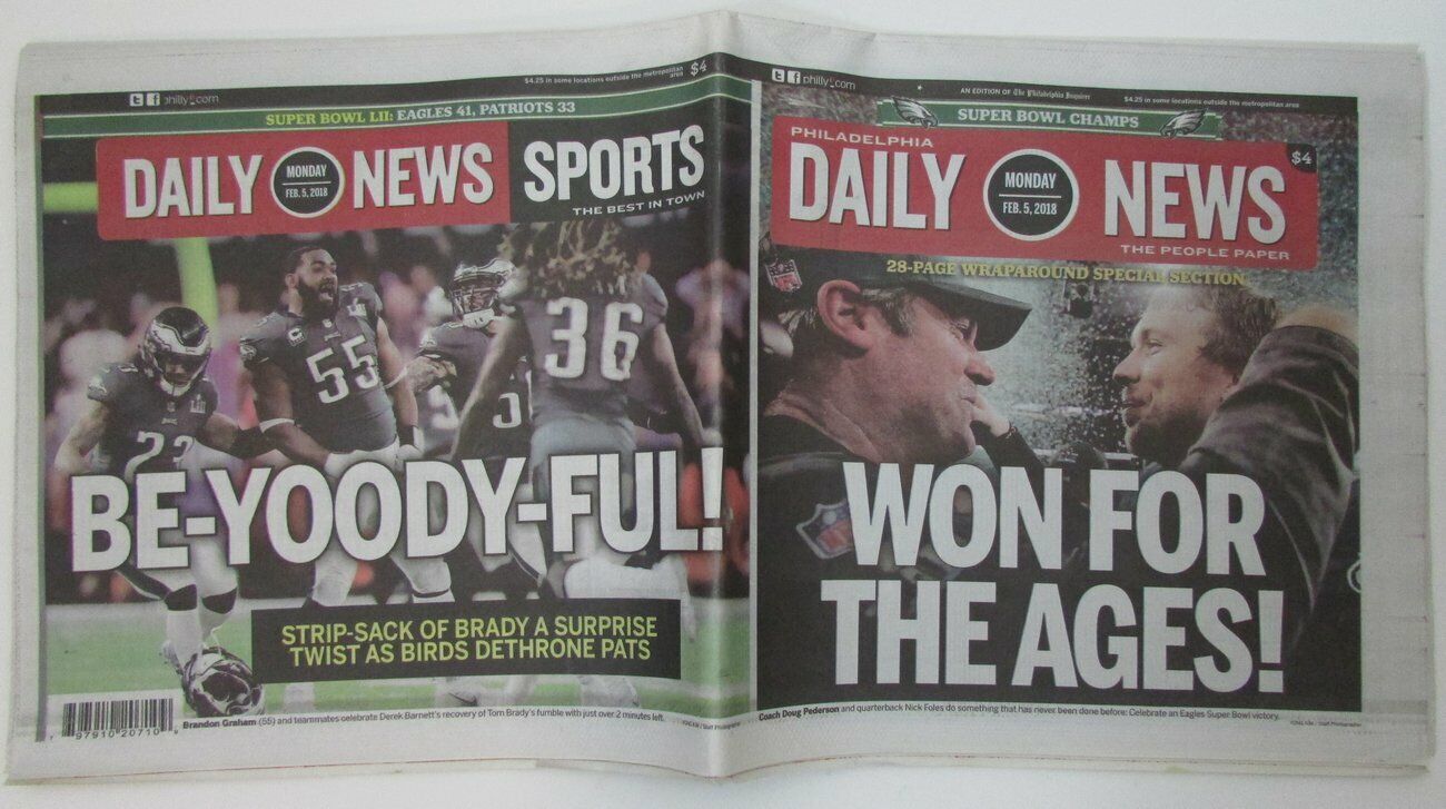Philadelphia Eagles Daily News Newspaper Super Bowl LII Champs Mint  2018 139980