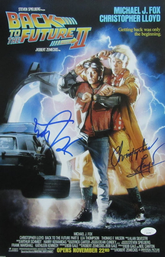 Michael J Fox/Christopher Lloyd Auto/Sign 11x17 Photo Back to Future JSA 174200