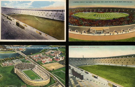 Lot of (4) 1930's Postcards Harvard, Yale Stadium 176177