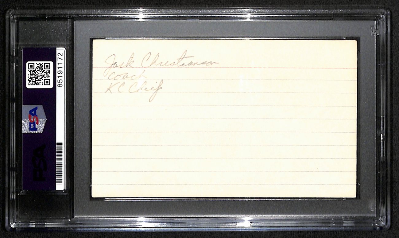 Jack Christiansen HOF Signed/Auto 3x5 Index Card Detroit Lions PSA/DNA 187453